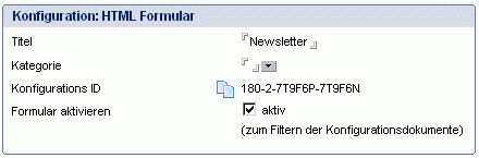 HTML-Formular - Reiter Allgemein - Bereich Konfiguration: HTML:Formular