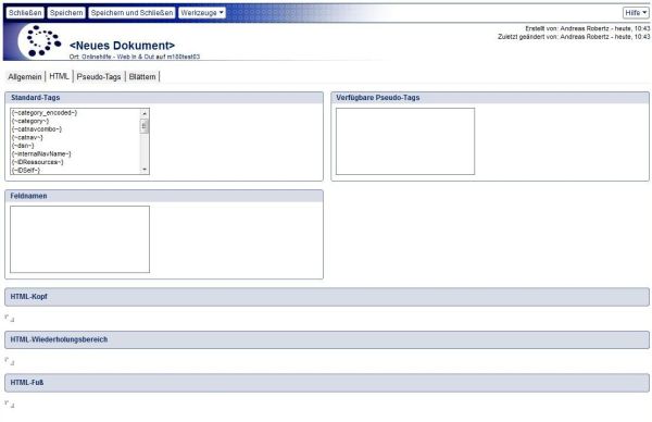 Dokument ODBC Datenquelle- Reiter HTML